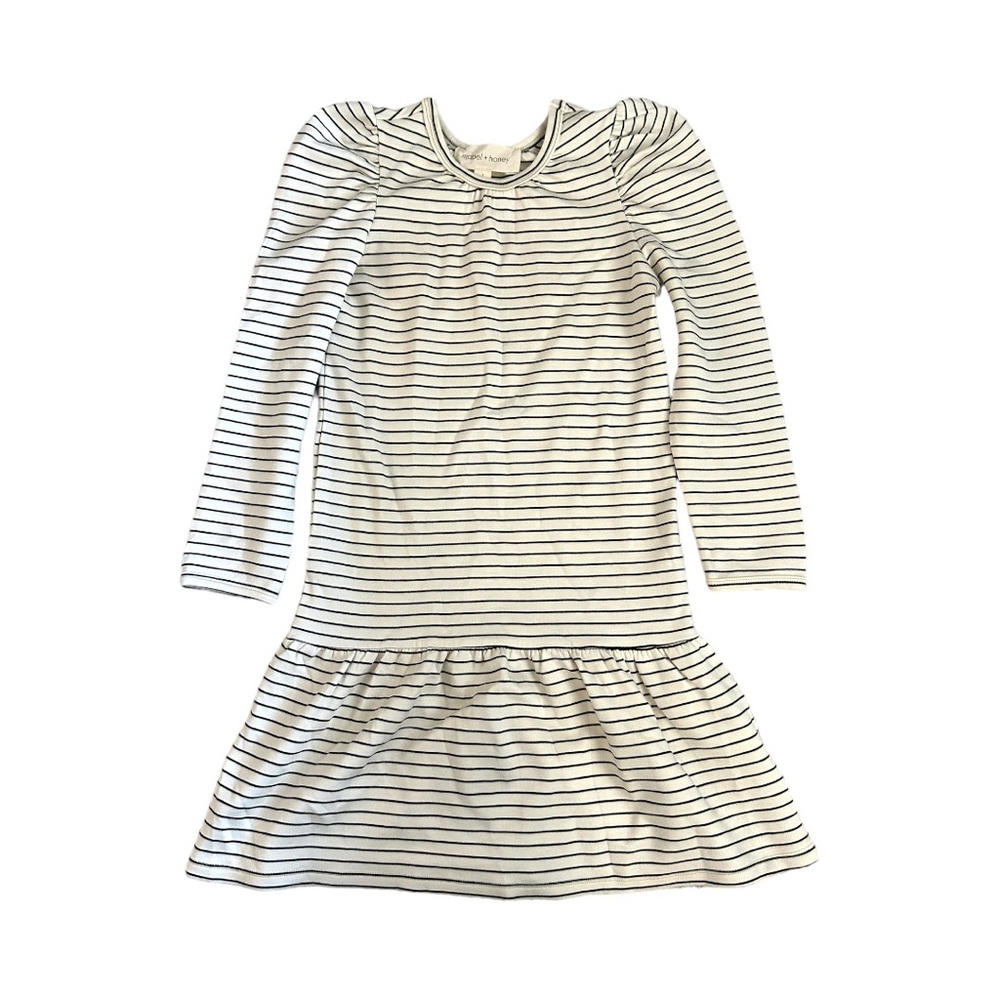 Mabel + Honey Striped Knit Puff Sleeve Dress